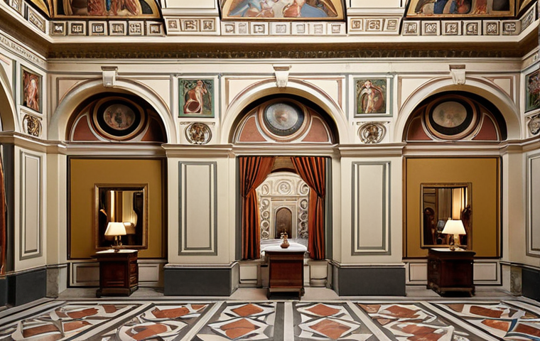 **

A beautifully restored historic palazzo in Florence, Italy. Focus on the intricate details of the architecture, showcasing original frescoes and elegant interiors. Capture the feeling of timeless beauty and luxury, highlighting its potential as a high-end boutique hotel.

**