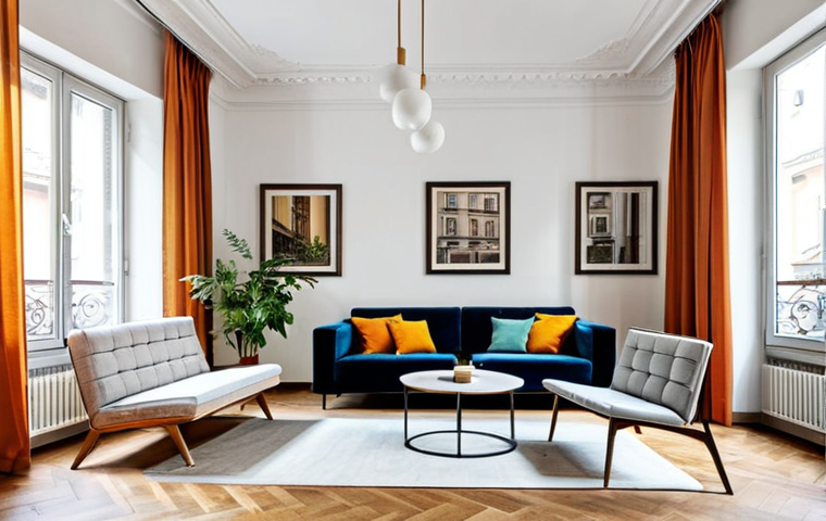 Renovated Apartment in Milan**
"A bright and airy apartment in Milan, Italy, featuring modern Italian design. The apartment is fully furnished with stylish, modest furniture and has large windows overlooking a bustling city street. The scene should showcase a professionally designed interior with attention to detail, like artwork on the walls and plants in the corners. Appropriate content, safe for work, fully clothed models, perfect anatomy, correct proportions, natural pose, high quality, professional photography, family-friendly, well-formed hands, proper finger count, natural body proportions."
**