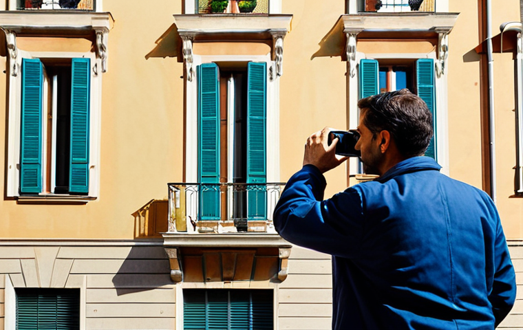 부동산 투자 시 꼭 알아야 할 기본 원칙 - Due Diligence Scene**
"A professional surveyor in Italy, fully clothed in appropriate attire, inspe...